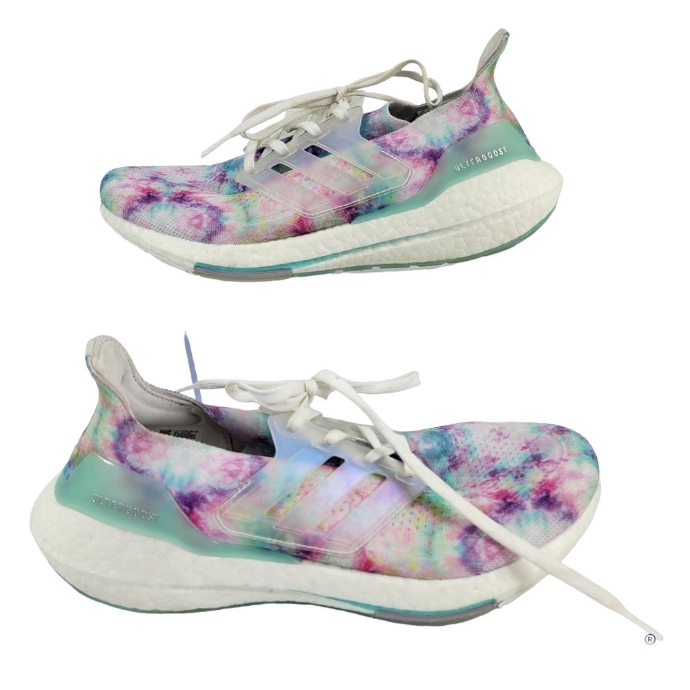 Adidas Ultraboost 21 Running Shoes Womens Size 9 Tie Dye Primeblue Continental